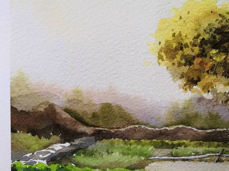 杨红威水彩版画作品       《呵护》