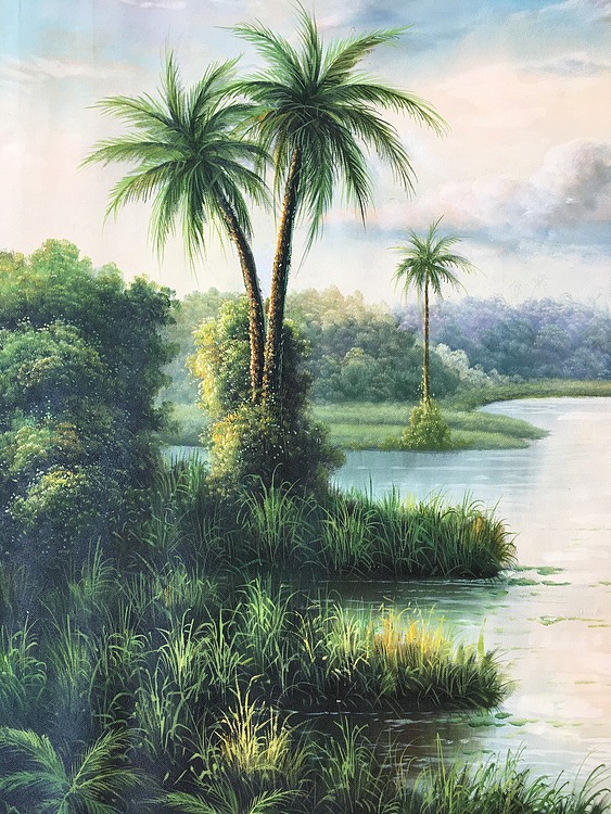 黄明灯手绘油画作品巜美景》