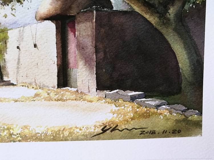 杨红威水彩版画作品       《呵护》