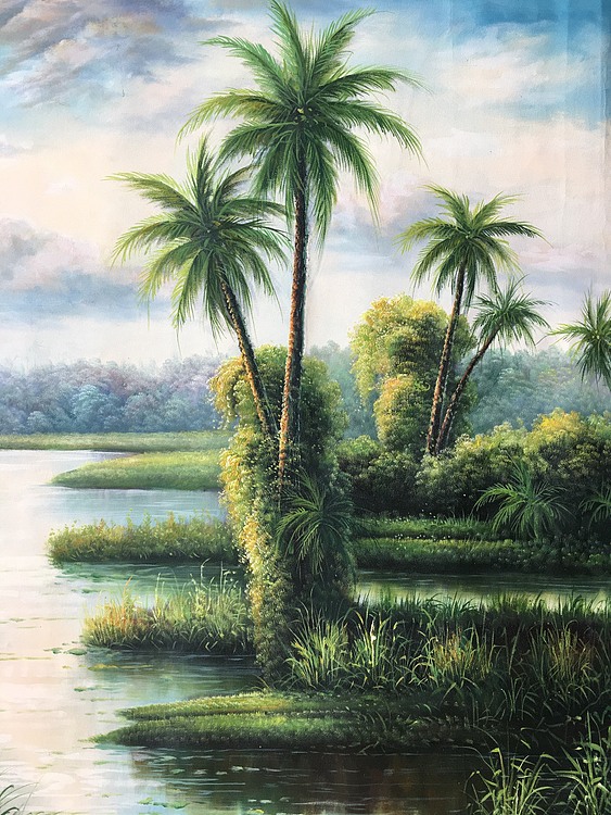 黄明灯手绘油画作品巜美景》