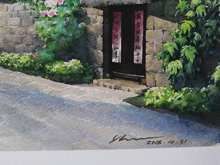 杨红威水彩版画作品         《留村》