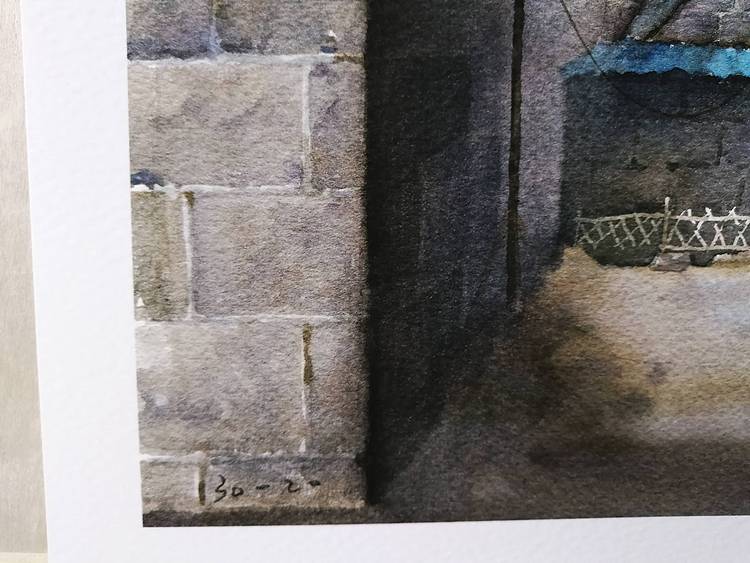 杨红威水彩版画作品       《渠隔人家》