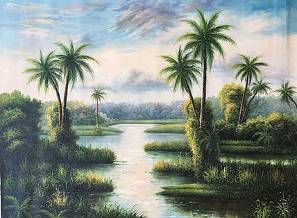 黄明灯手绘油画作品巜美景》