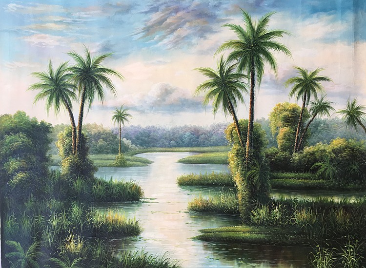 黄明灯手绘油画作品巜美景》