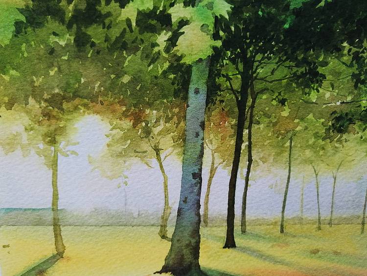 杨红威水彩版画作品       《晨光》