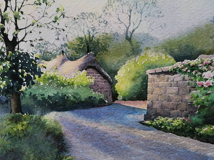 杨红威水彩版画作品         《留村》