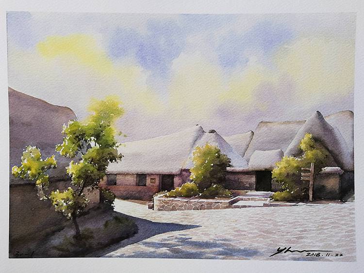 杨红威水彩版画作品      《金秋》