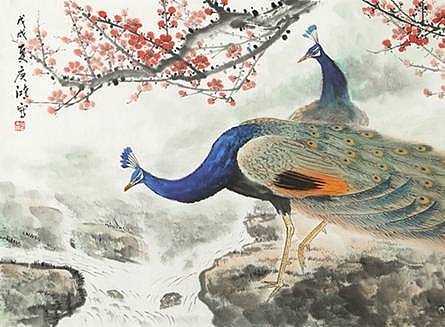 国家一级美术师廖庚鸿的《孔雀图》