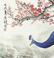国家一级美术师廖庚鸿的《孔雀图》