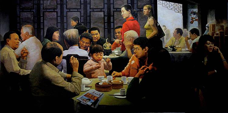 中国美协会员  刘士嶙  《早茶》