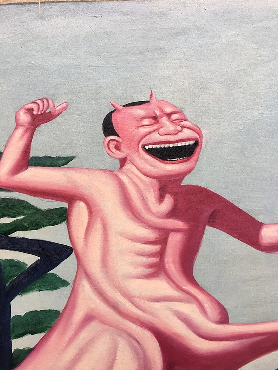 陈顺强手绘油画作品《人与兽》
