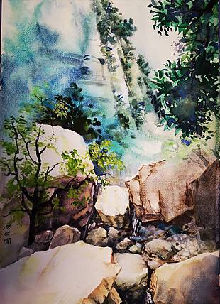 《溪水》写生