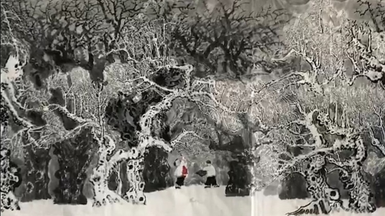 中国百家画展金奖-张东林丈二密体山水精品