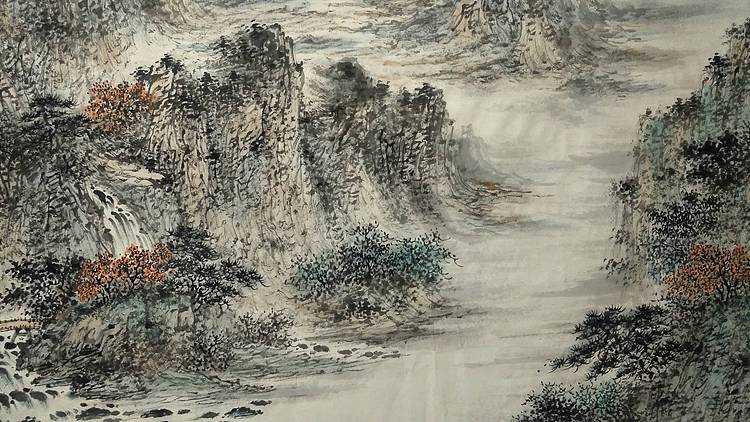 扬州大学山水画硕士研究生 时浩 松亭红叶图