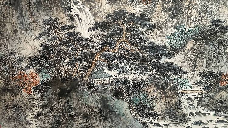 扬州大学山水画硕士研究生 时浩 松亭红叶图
