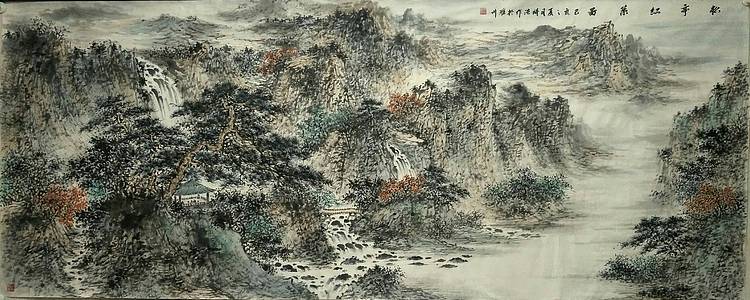 扬州大学山水画硕士研究生 时浩 松亭红叶图