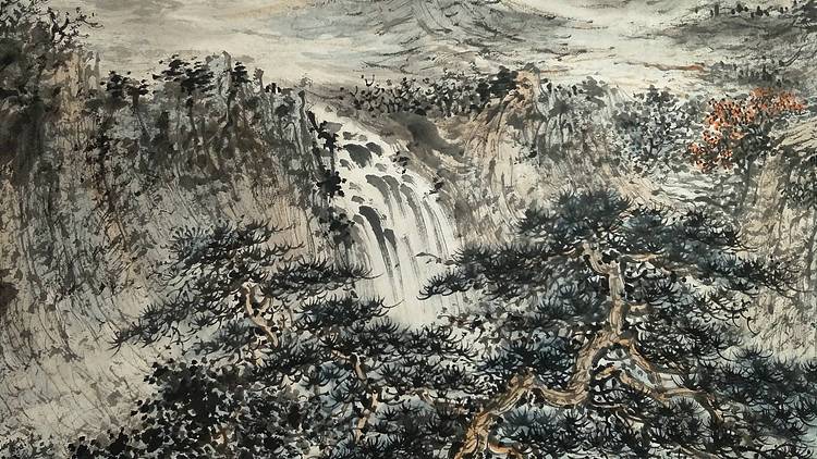 扬州大学山水画硕士研究生 时浩 松亭红叶图