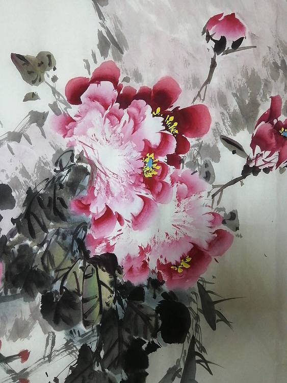 当代著名花鸟画家王孝华 《牡丹图》