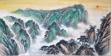 中国美协会员张广志《泰山旭日》