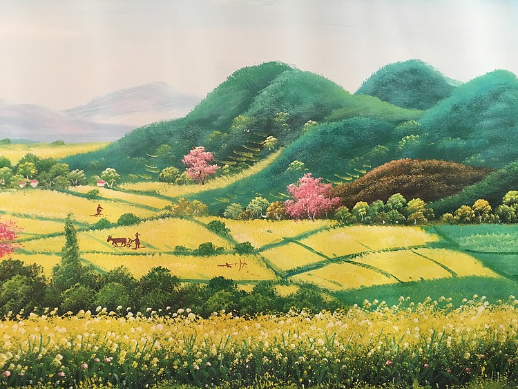 黄明灯手绘油画作品巜丰收》