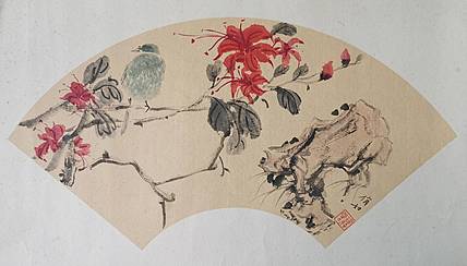 翠鸟闻香图