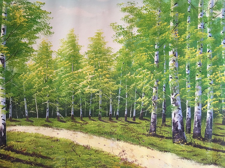 黄明灯手绘油画作品巜生机勃勃》