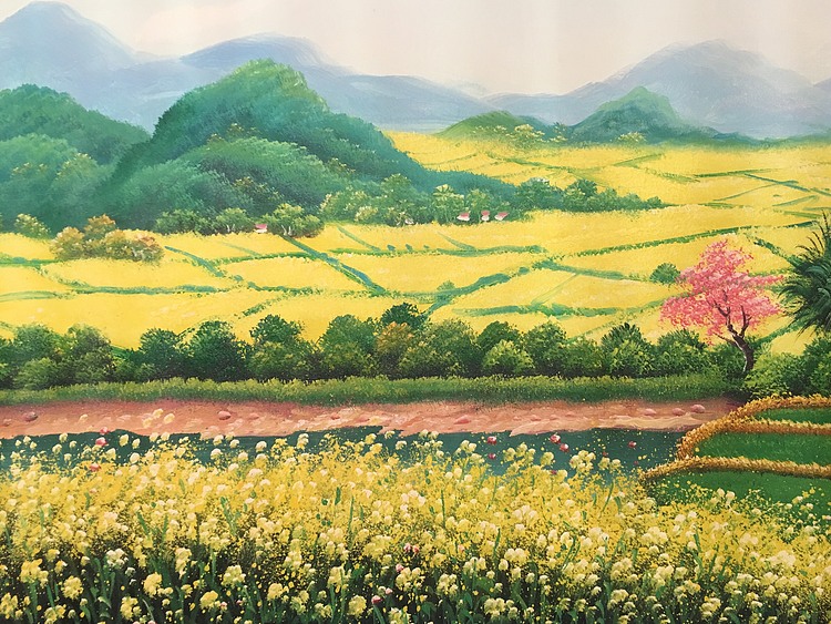 黄明灯手绘油画作品巜丰收》