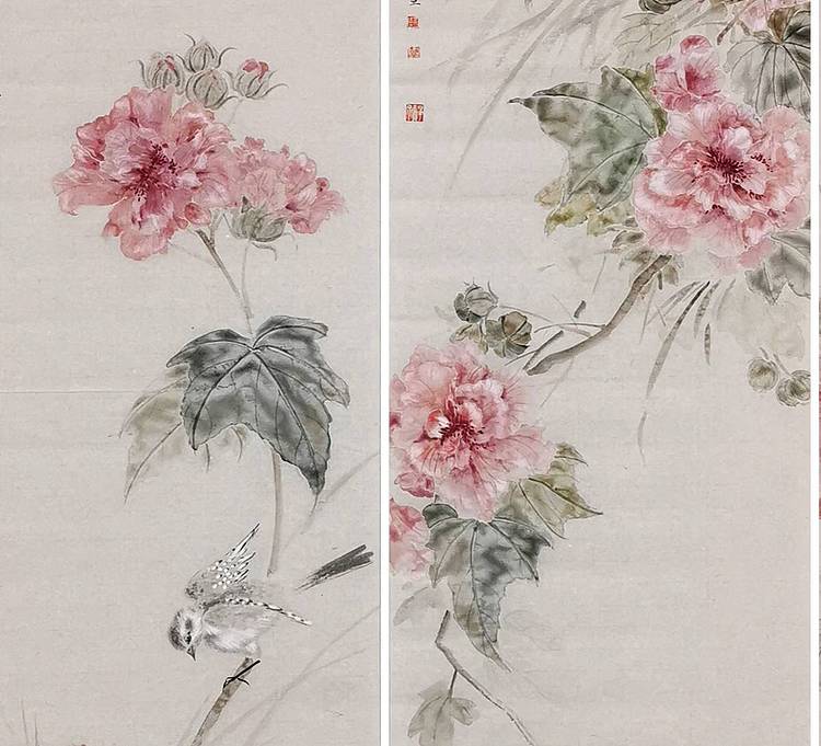 中国书法家协会会员 韦静 芙蓉四条屏