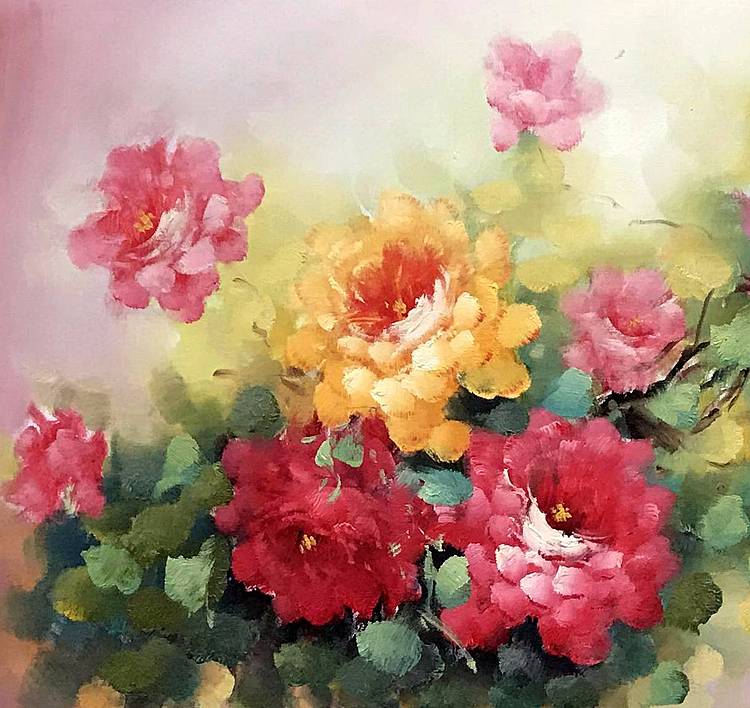 油画【牡丹】