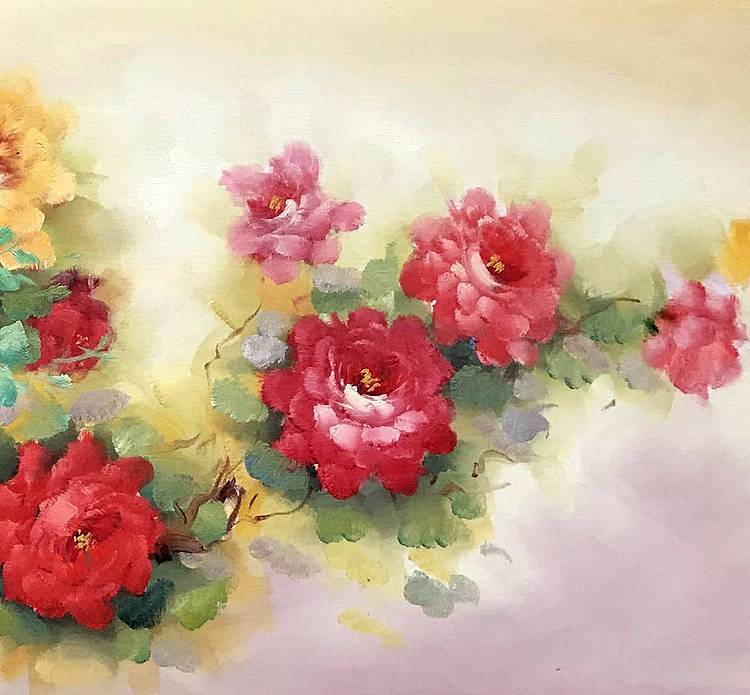 油画【牡丹】