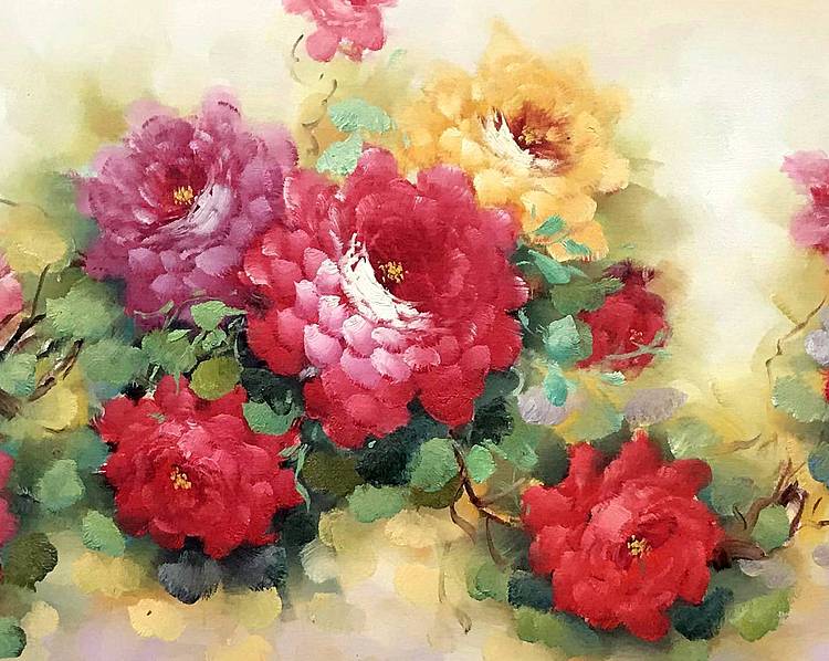 油画【牡丹】