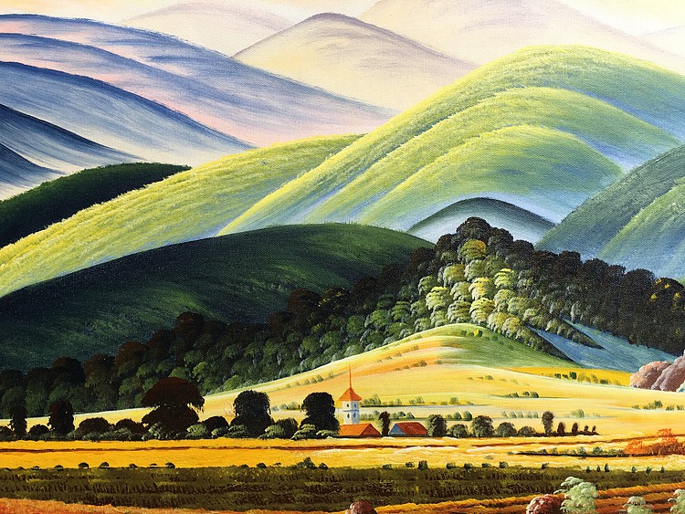 黄明灯手绘油画作品《圣山》57