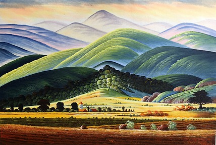 黄明灯手绘油画作品《圣山》57