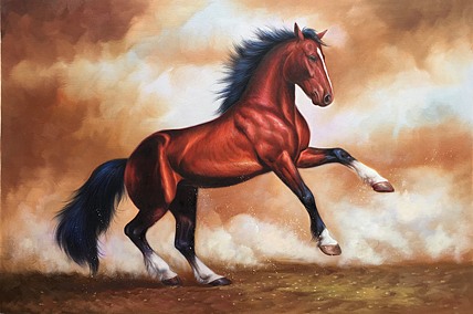 陈顺强手绘油画作品巜马》