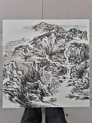 王兴作品雨后溪山