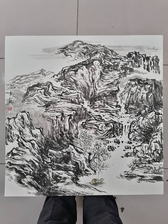 王兴作品雨后溪山