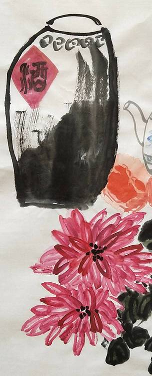 淯滢作品《把酒赏菊》