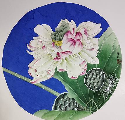 山东省工笔画院画家韩蕊荷花图