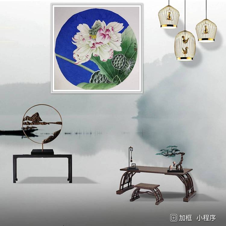 山东省工笔画院画家韩蕊荷花图