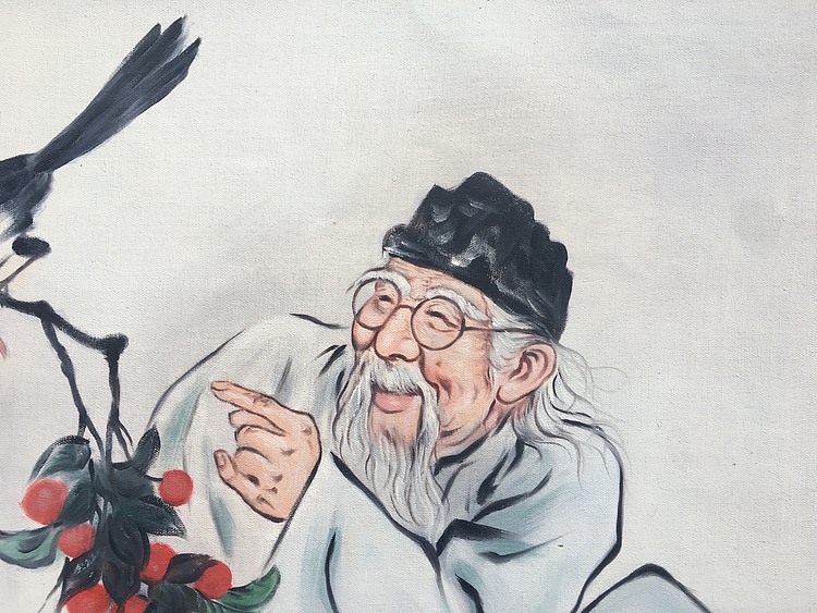 黄振能手绘油画作品巜大喜》