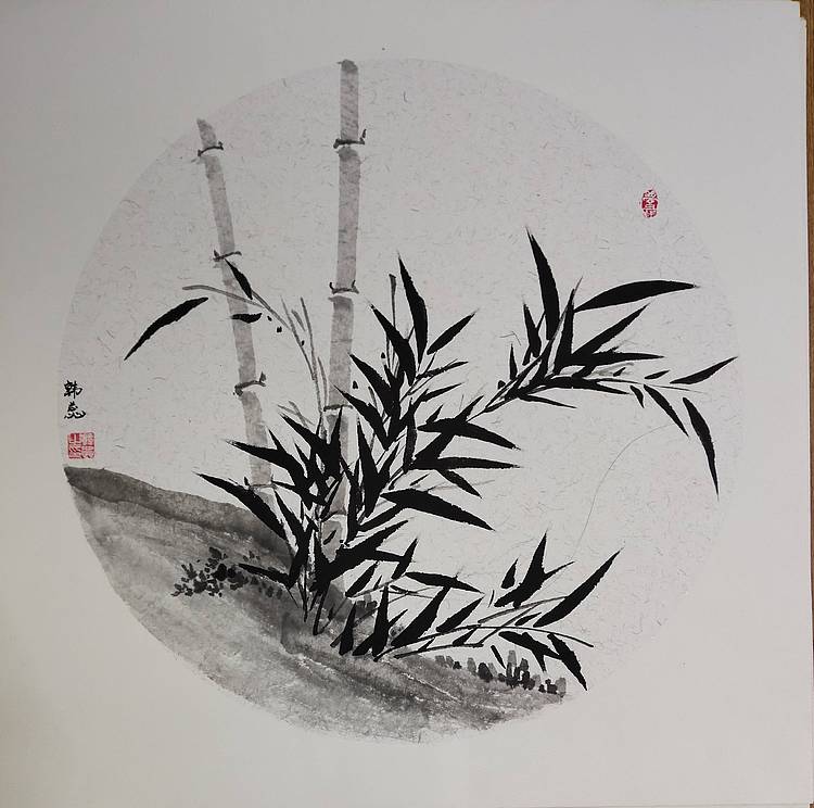 山东省当代工笔画院画家韩蕊墨竹图