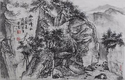 幽谷晴云    梁玺写生精品