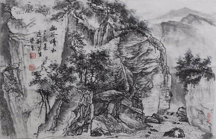 幽谷晴云    梁玺写生精品