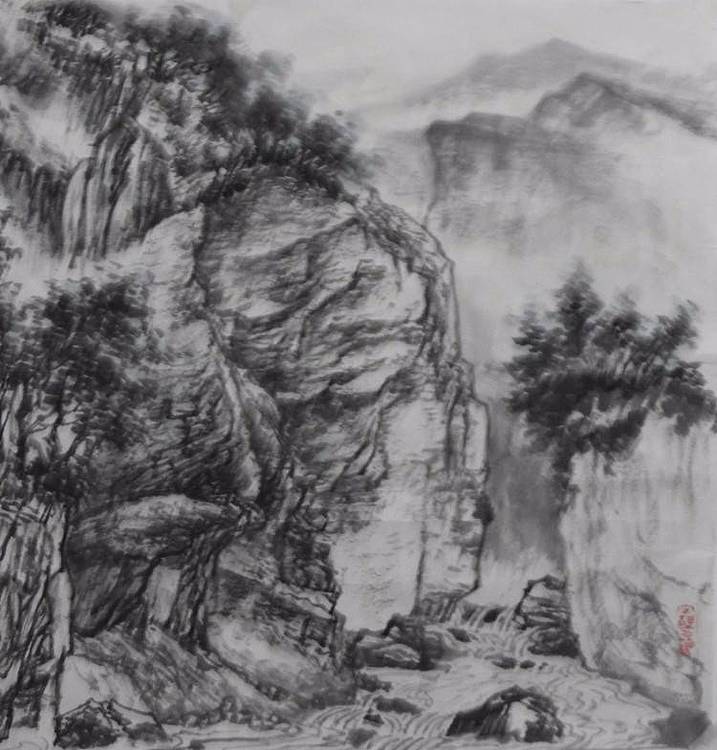 幽谷晴云    梁玺写生精品