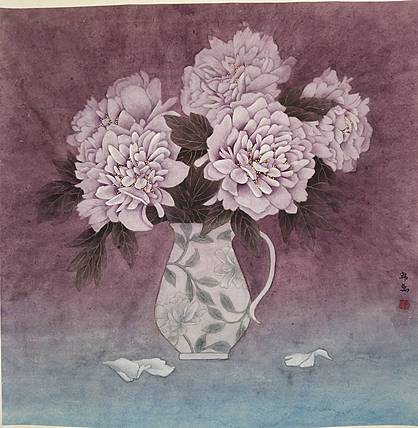 山东省当代工笔画院画家韩蕊牡丹图