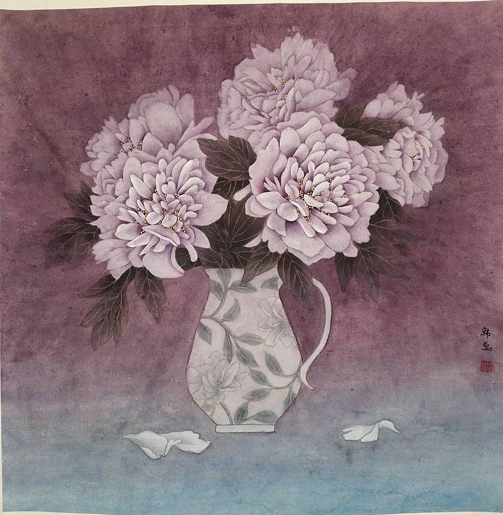 山东省当代工笔画院画家韩蕊牡丹图