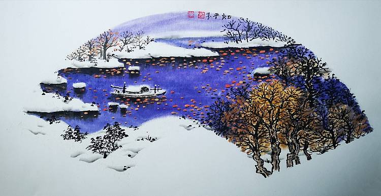 中国冰雪艺研院艺委会理事 郭晋芬  《秋溪暮雪》