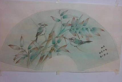 何鑫 竹林小趣扇面