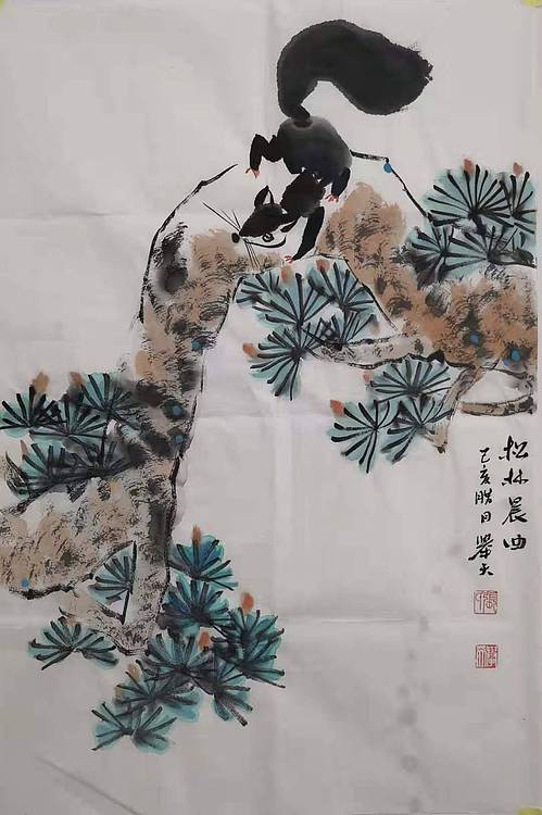 甘肃省美协会员 张举天 《松林晨曲》
