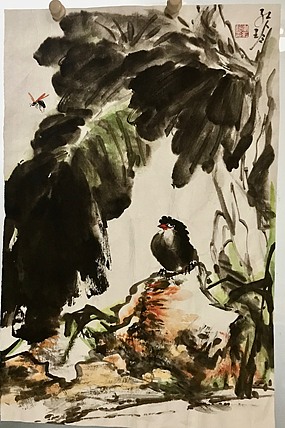 芭蕉小鸟图